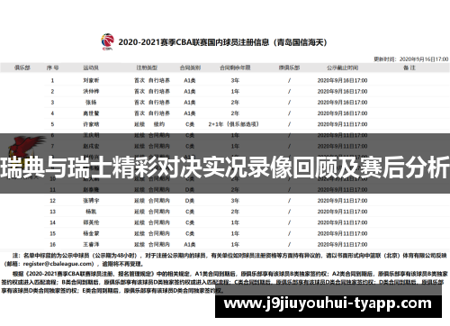 瑞典与瑞士精彩对决实况录像回顾及赛后分析